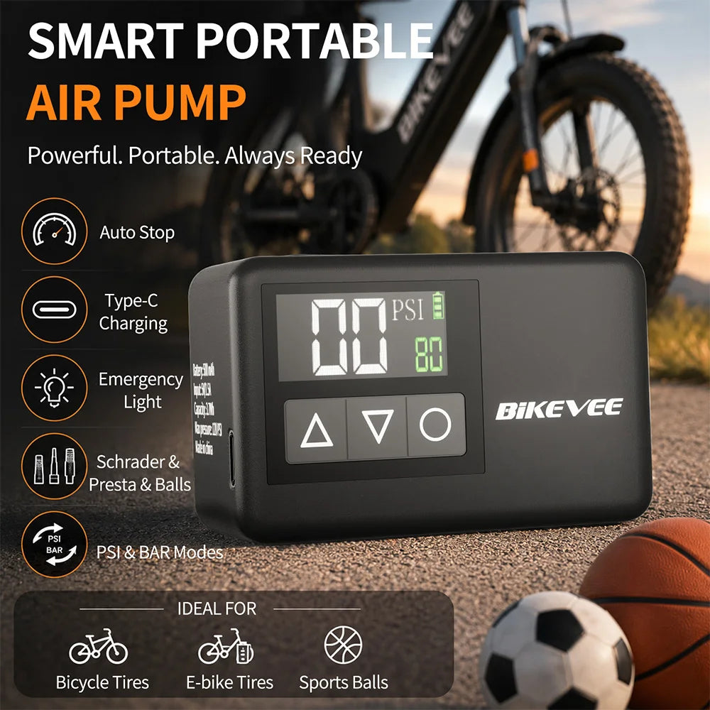 Rechargeable Portable Electric Mini Air Pump Tire Inflator with Digital Gauge Fast Inflation Auto Shut-Off
